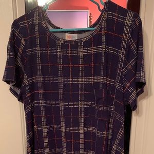 LuLaRoe blue plaid high low dress size XL